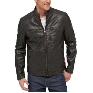 🌿Levi's Genuine Leather Mid-Weight Racer Jacket w/ Mandarin Style Collar [M]🌿